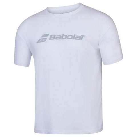 Mens Babolat Exercise Tee White with Grey Logo